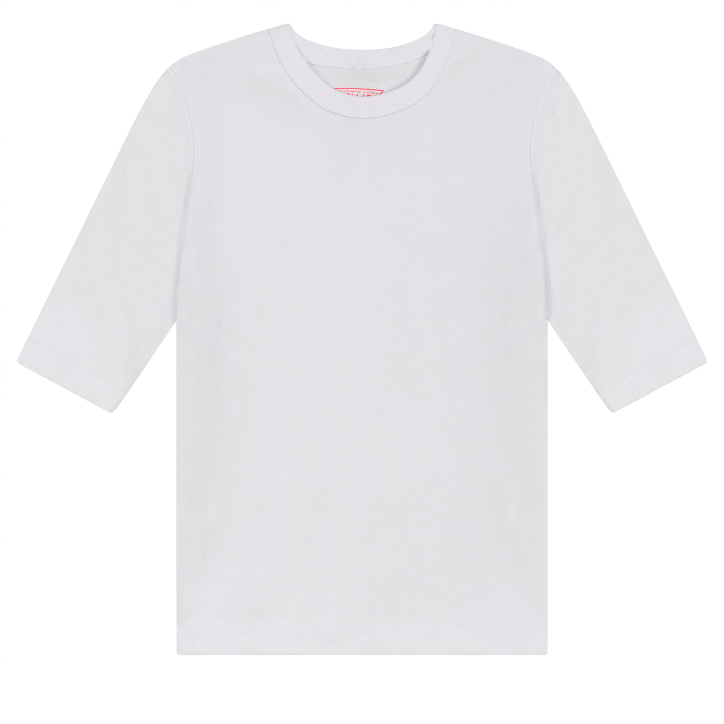 Ribbed 3/4 Sleeves T-Shirt White