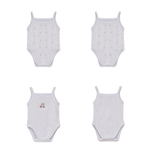 Ribbed Cherry Print Onesie Set White Mauve