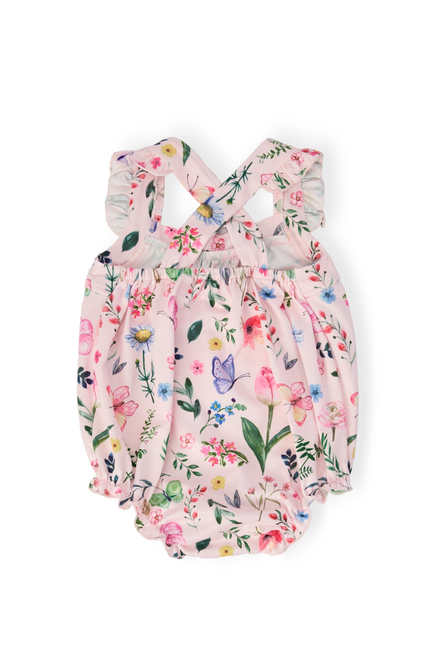 Butterfly Meadows Ruffle Cross Back Romper