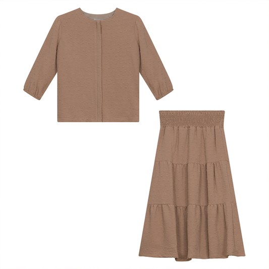 Smockin 2 Pc Set Top and Skirt Sand