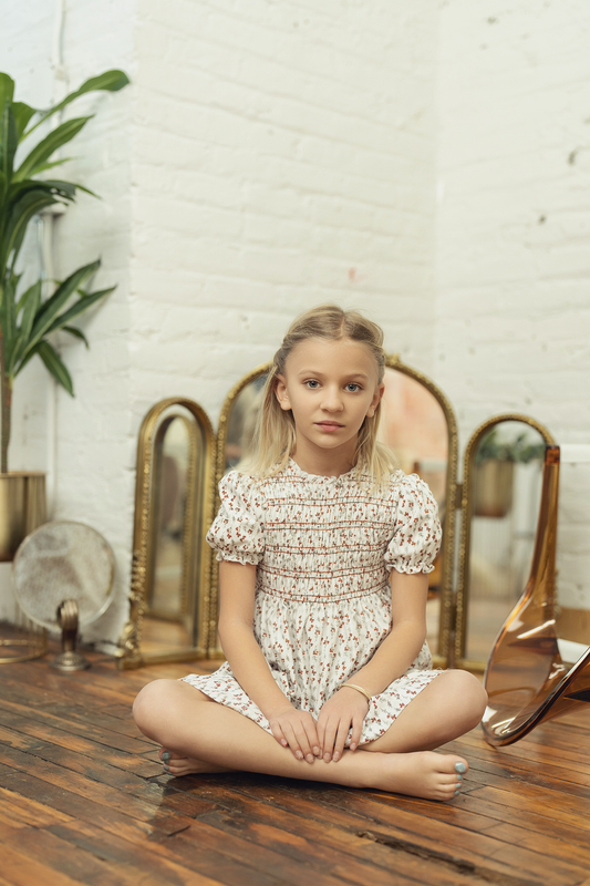 Floral Print Smocking Dress