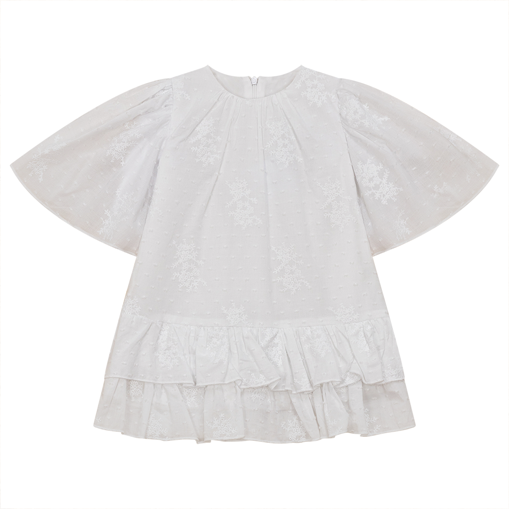 Woven Ruffled Dress White