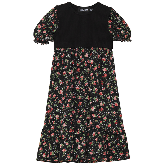 Printed Pleated Dress Pink Floral