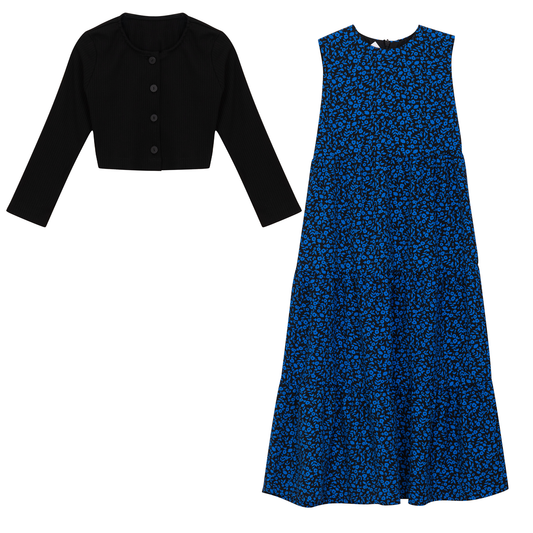 Contrast Jumper Set Blue Floral