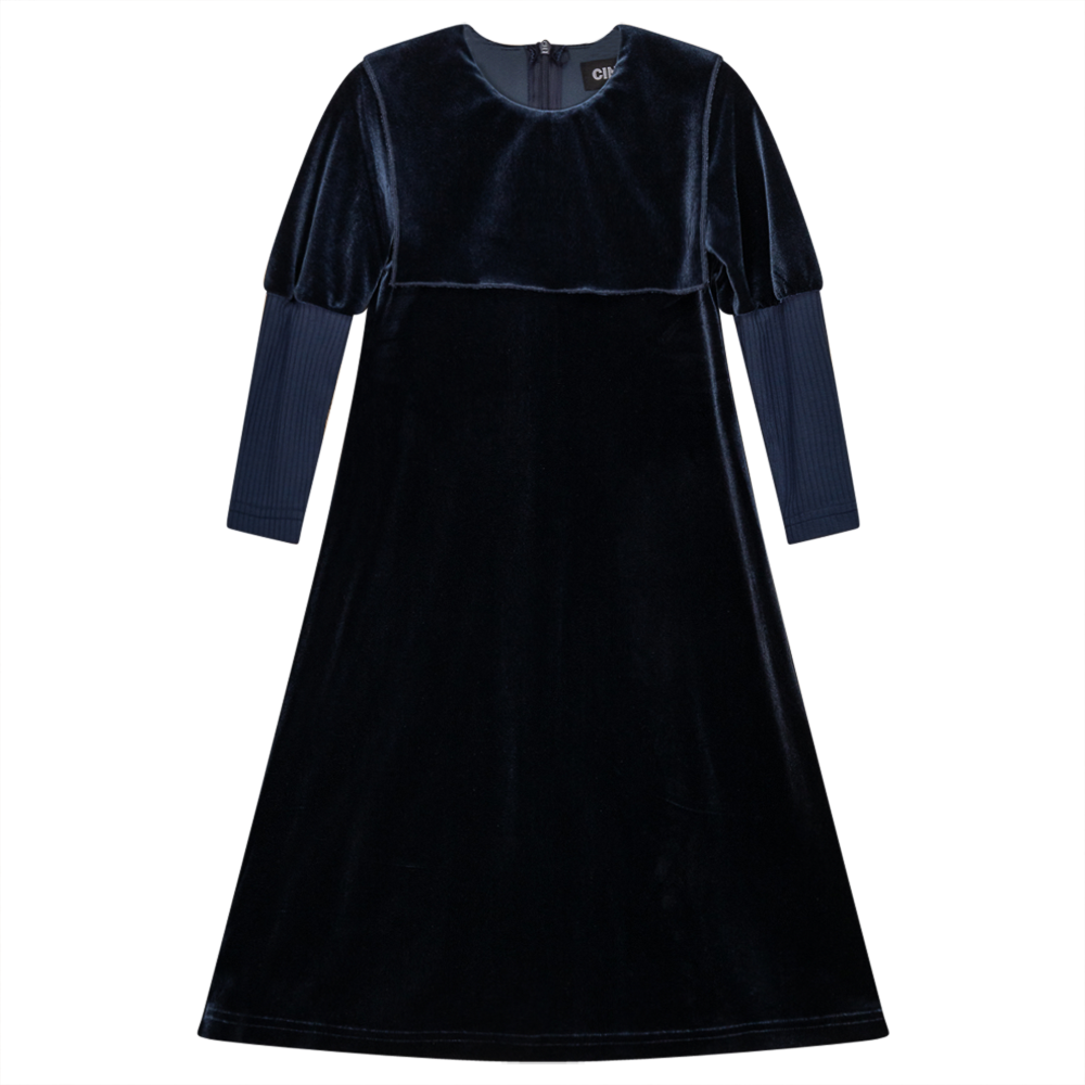 Velvet Sailor Robe Dress With Zip Blue