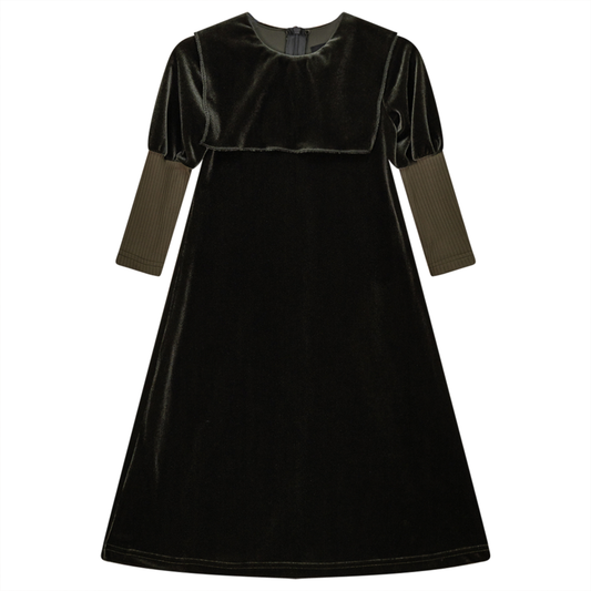 Velvet Sailor Robe Dress With Zip Olive