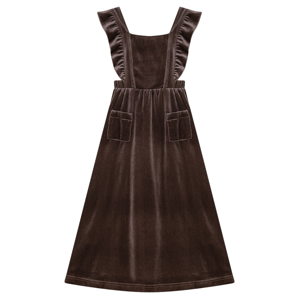 Long Jumper With Ruffles Around Straps Cocoa