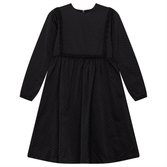 Lace Satin Dress Black
