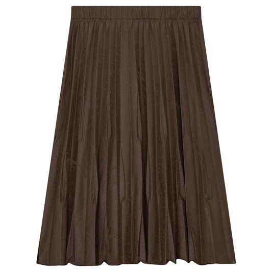 Rear Drop Pleated Skirt Chocolate