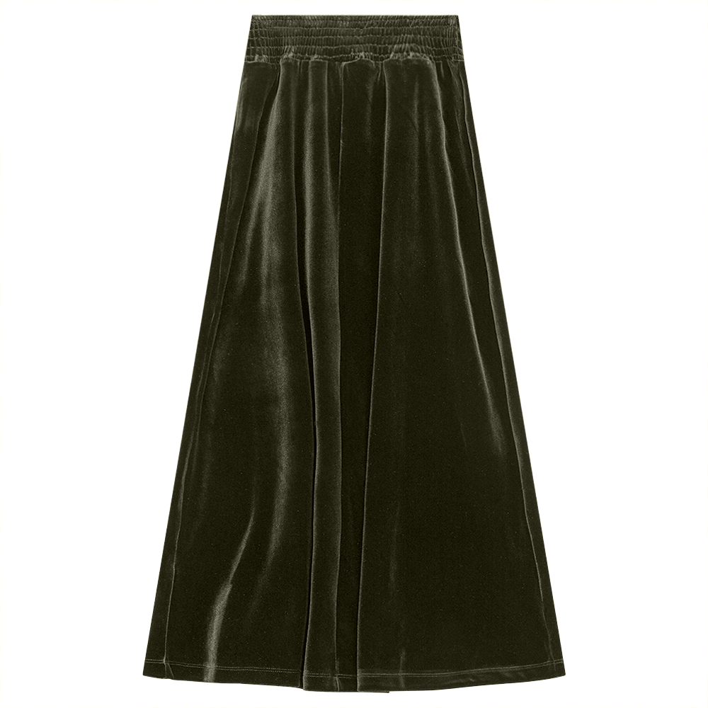 Maxi Skirt with Smocking Waist Olive