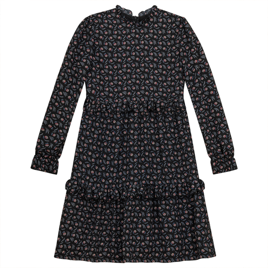 Layered Ruffled Dress Black Floral