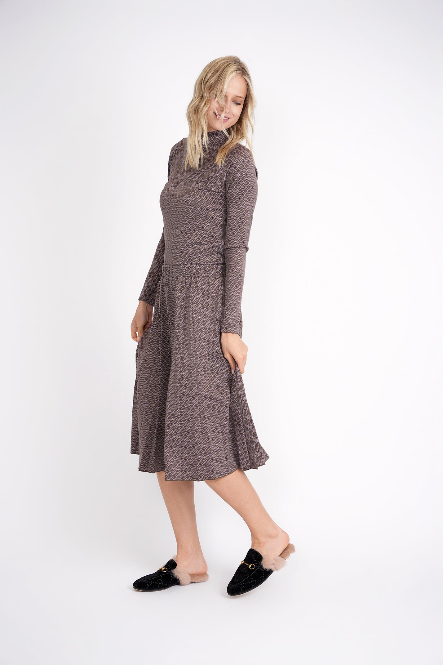 Patterned Mock Neck Top