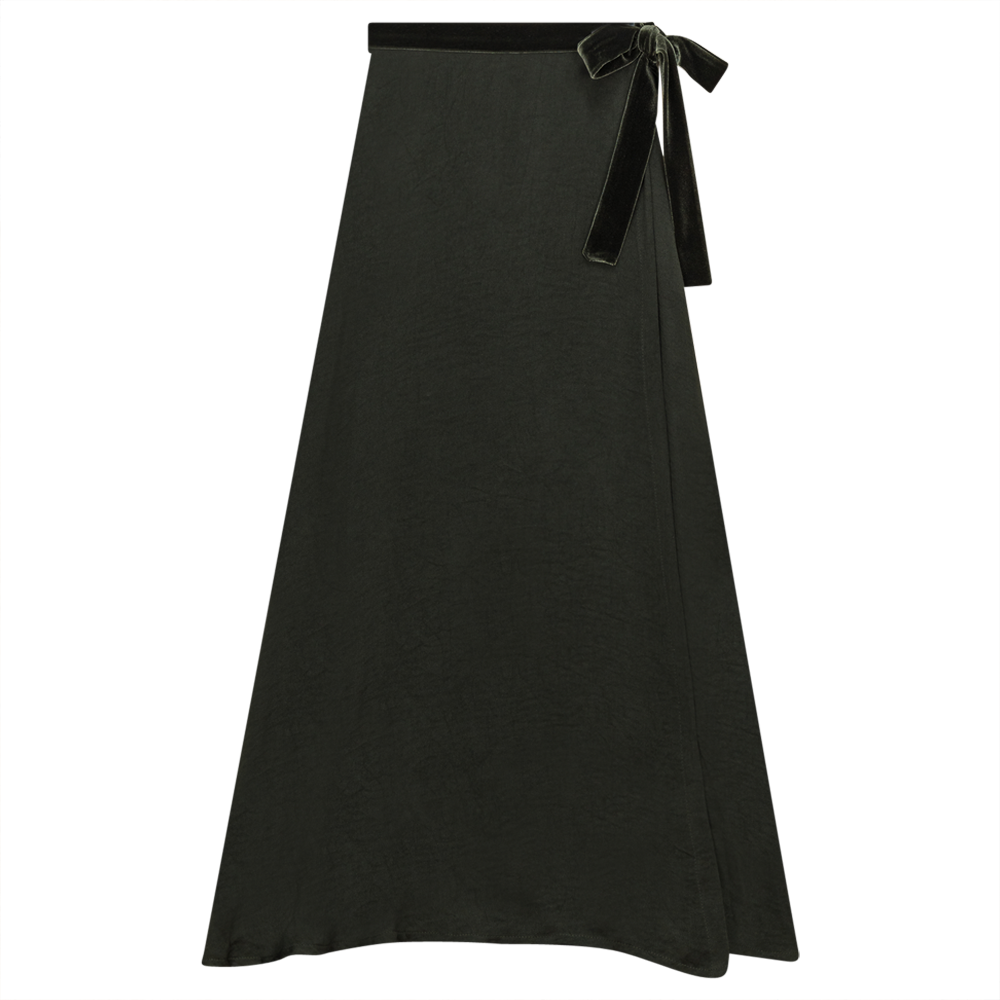 Long Skirt with Belt Olive