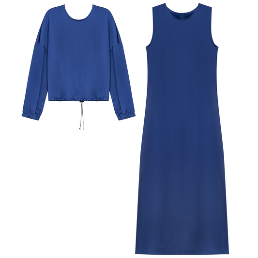 Silk Jumper and Top Set Blue Denim