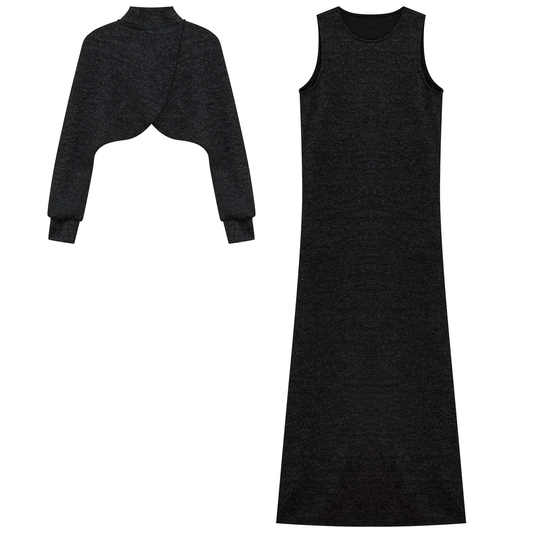 Ribbed Maxi 2Pc Set Black Mix