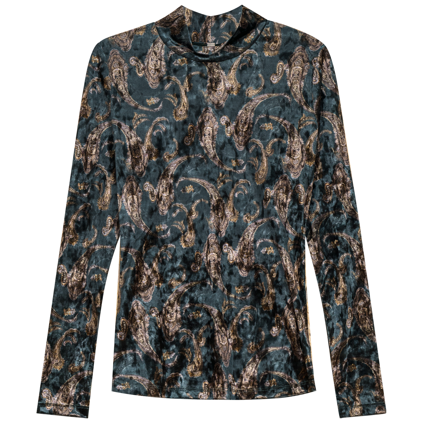 Printed Mock Neck Top Emerald