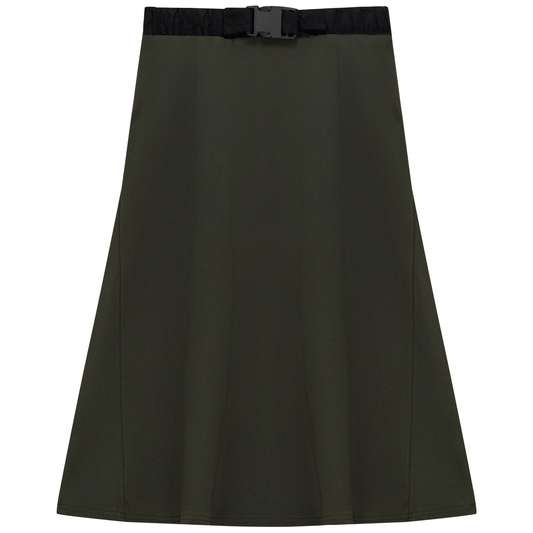 Skirt with Belt Buckle Olive Black