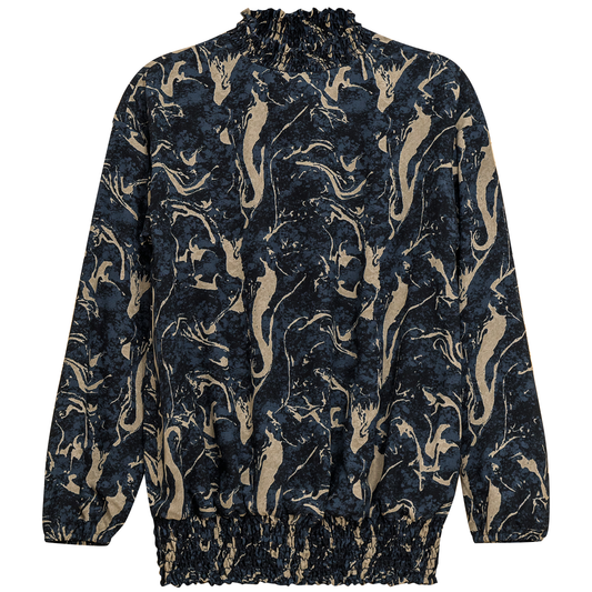 Printed Top Navy Taupe