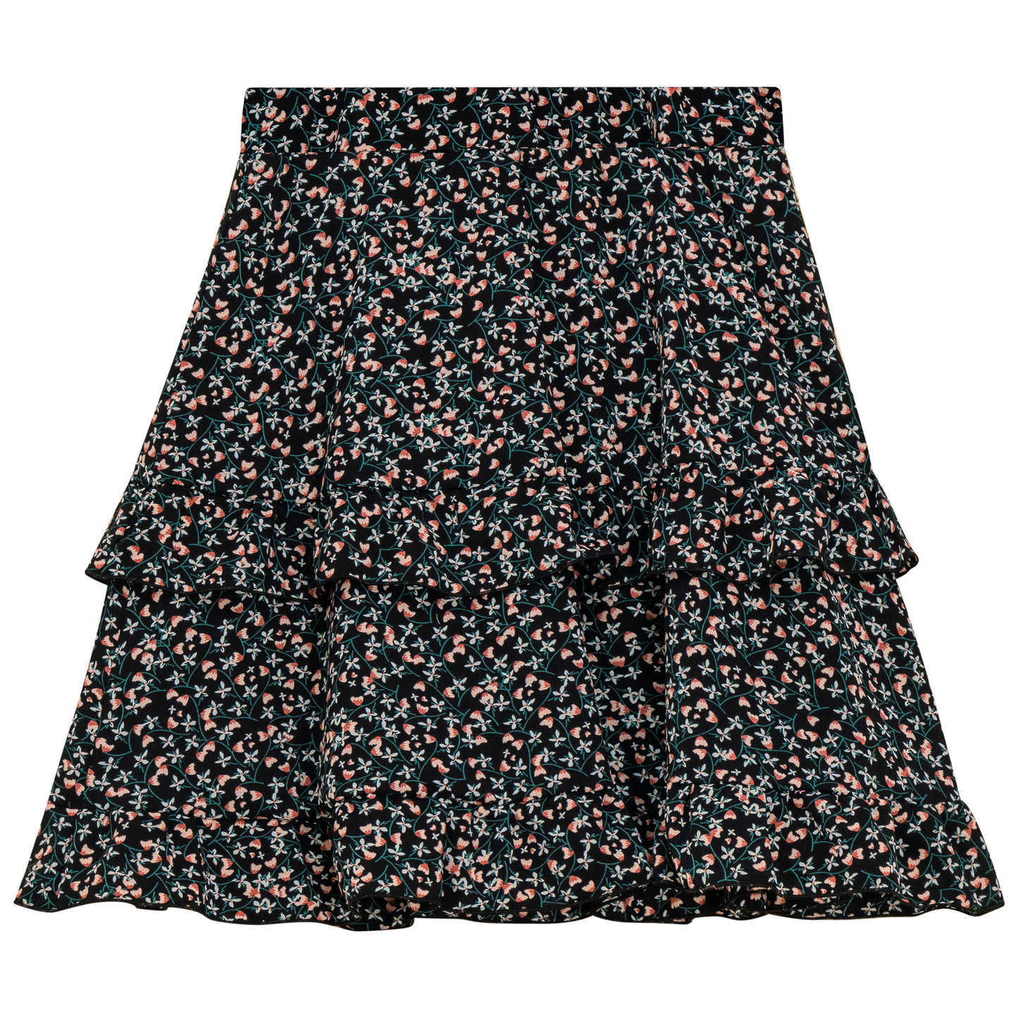 Ruffled Tiered Skirt Floral Print