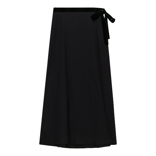 Wrap Skirt with Velour Belt Black