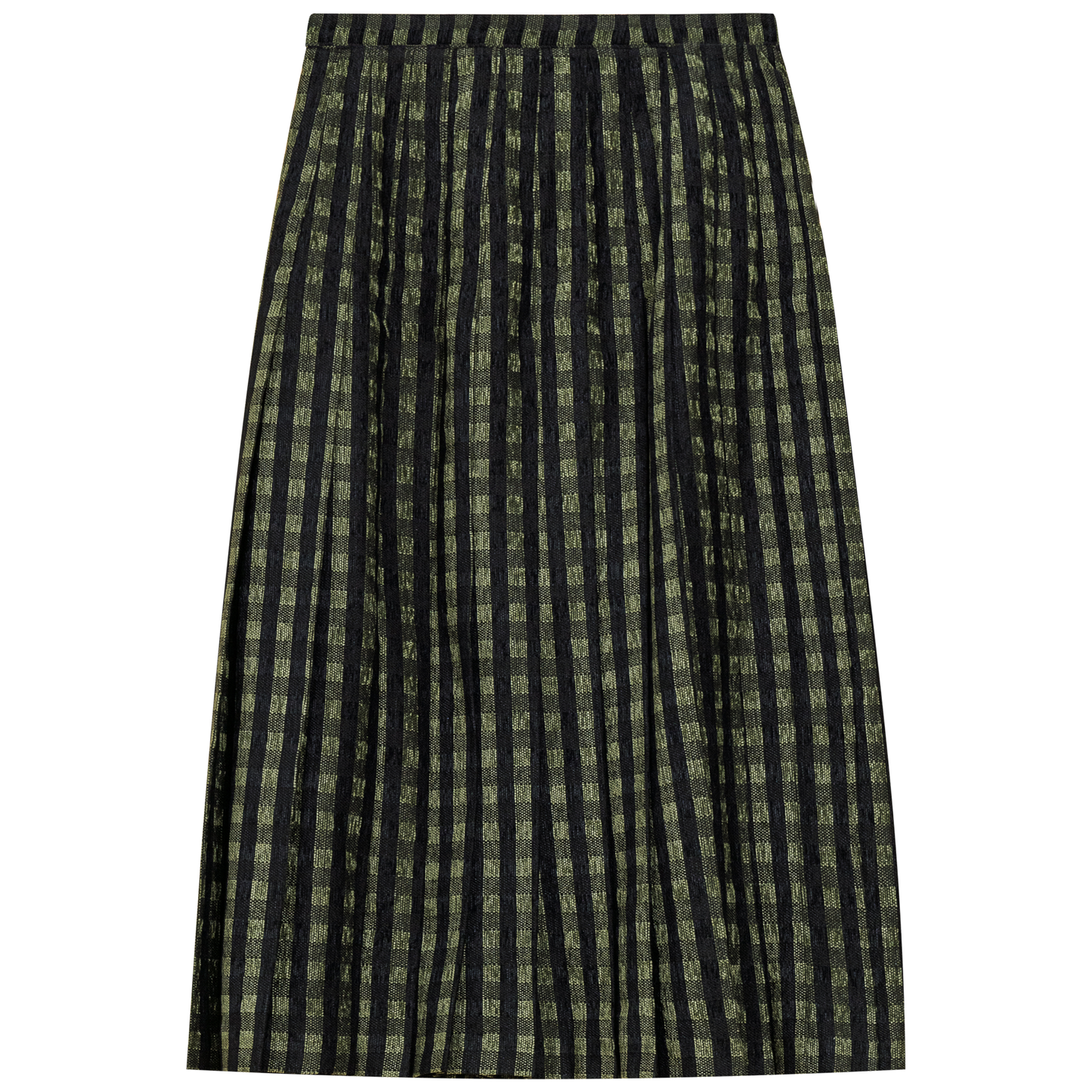 Checkered Pleated Skirt Olive Checks