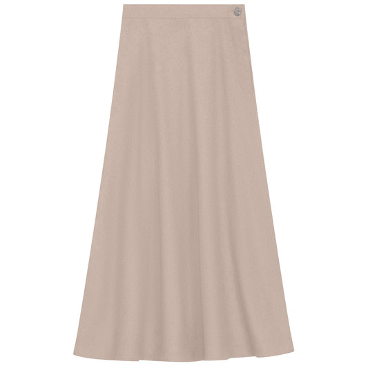 Side Button Paneled Skirt Oatmeal