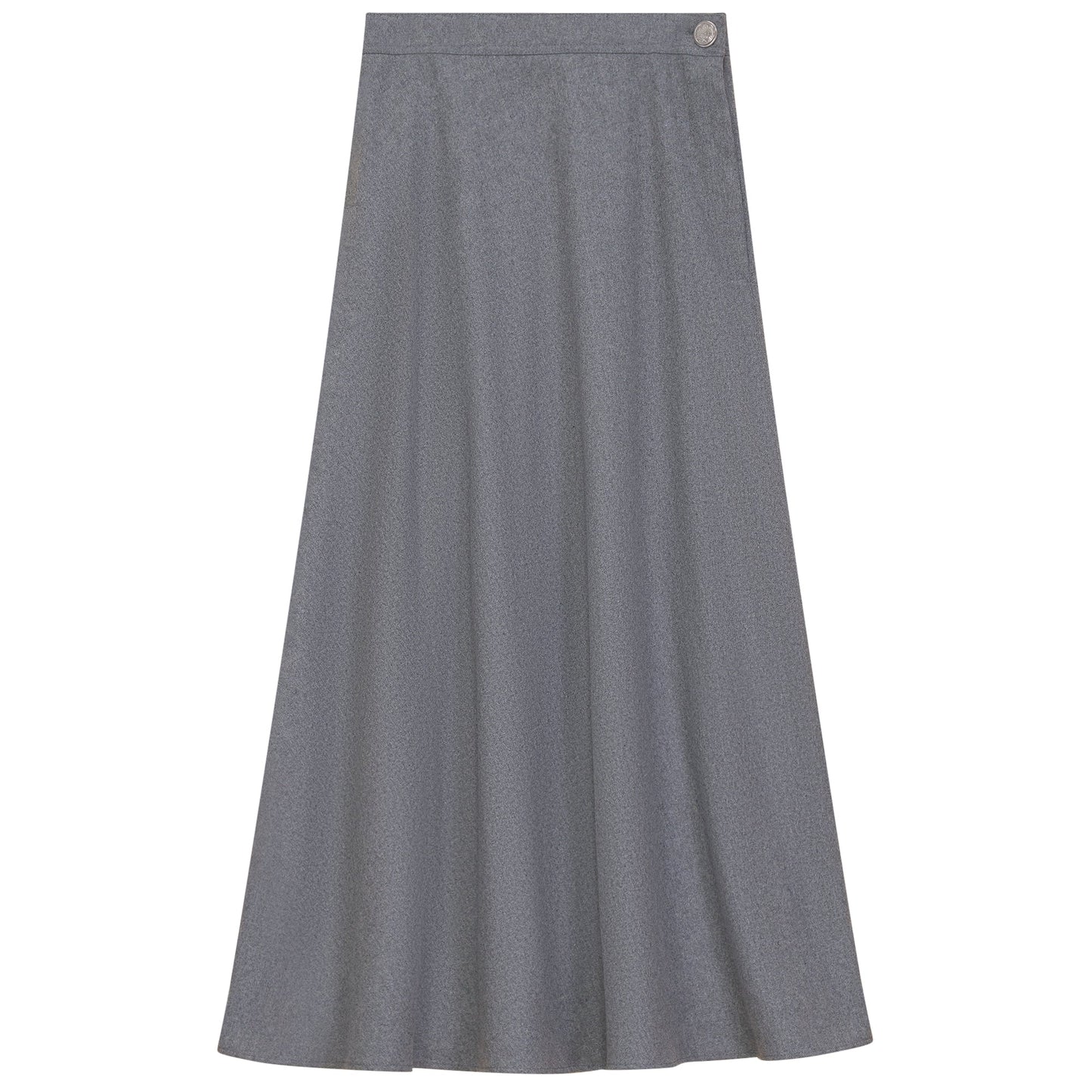 Side Button Paneled Skirt Light Grey