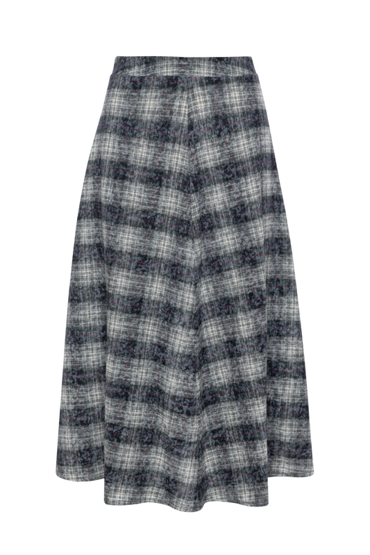 Monochrome Plaid Skirt Navy Plaid
