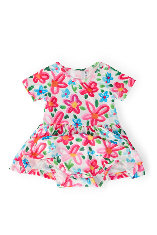 Neon Floral S/S Twirl Bodysuit