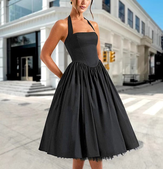 Dress puffy dress Evening Dress Women Popular Cami Dress Black