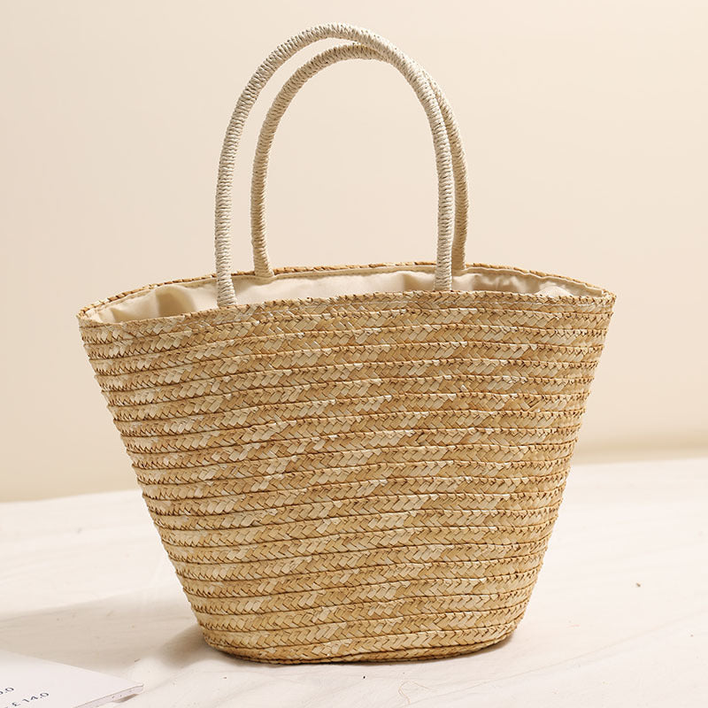 Coconut Embroidery Shoulder Straw Bag Letters Hand-Carrying Woven Bag Vacation Beach Bag Large Capacity Rattan Bag