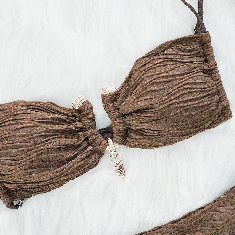 Women Swimsuit Bikini Sexy Special Texture Fabric Bikini Women Split Swimsuit