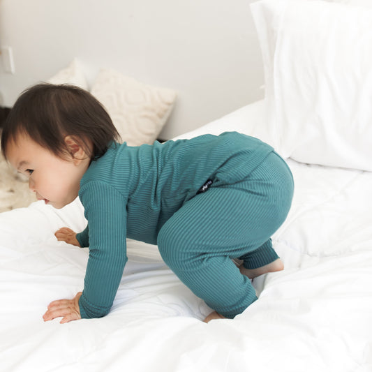 LONG SLEEVE 2 PIECE SETS- Peacock Ribbed