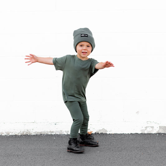 BAMBOO RIB LEGGINGS- Moss