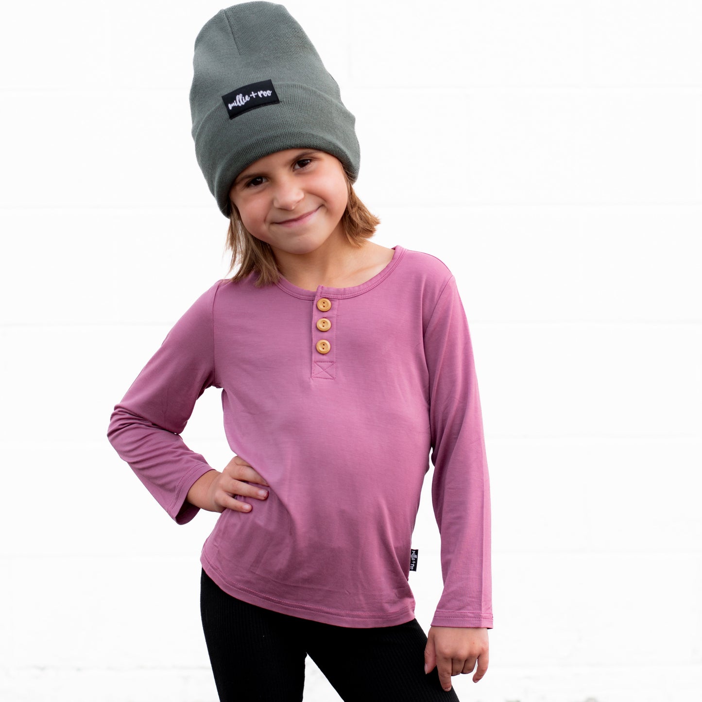 HENLEY LONG SLEEVE- Mauve