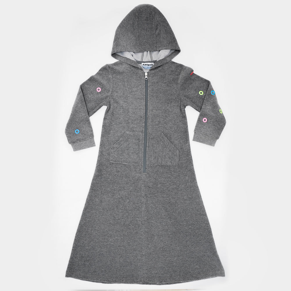 Long Terry Dress With Eyelet Medium Grey Mix