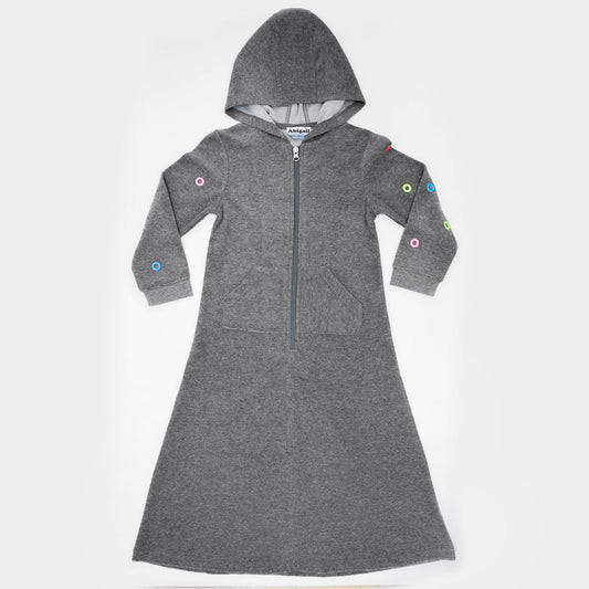 Long Terry Dress With Eyelet Medium Grey Mix