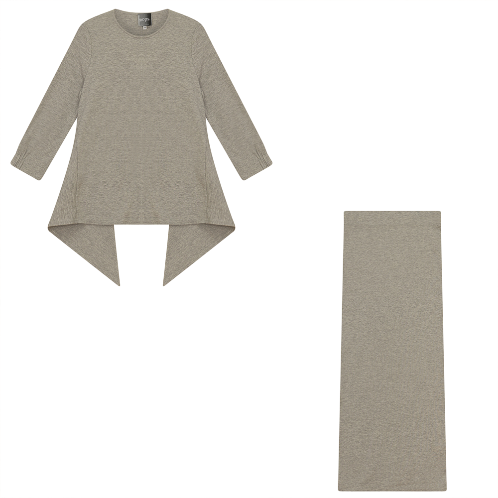 2PC Set Handkerchief Top With Maxi Straight Skirt