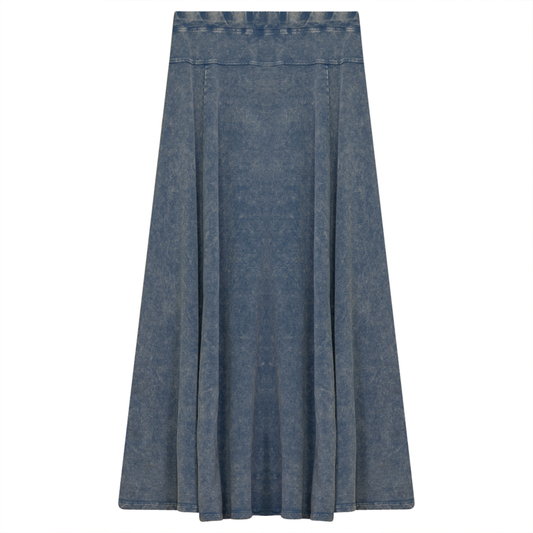 Ladies Denim Stretch Long Skirt Light Denim Wash