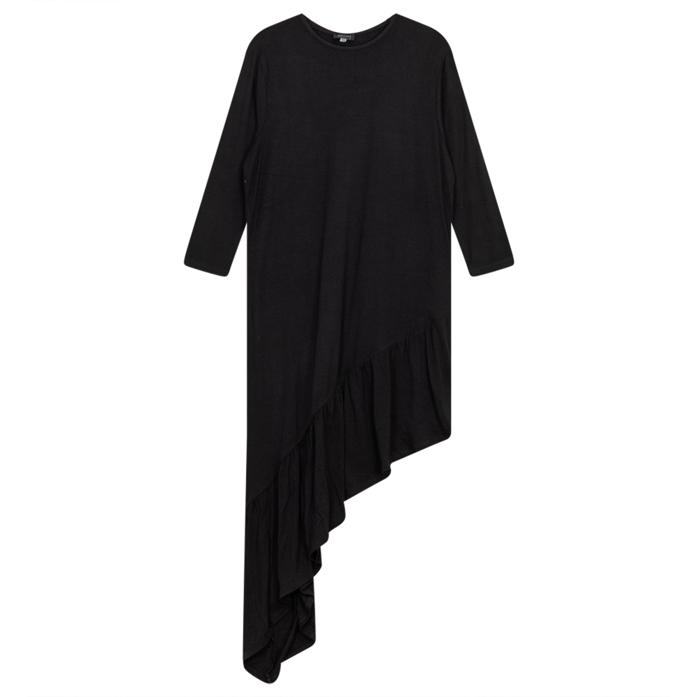 Asymmetric 3/4 Sleeve Top Black