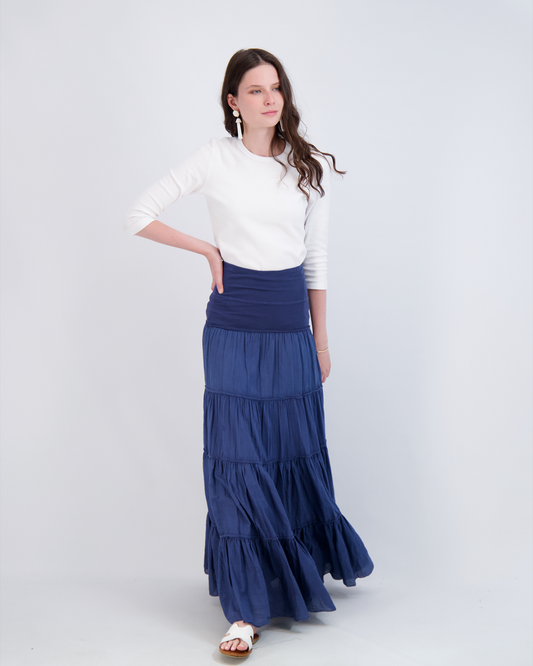 Ladies Tiered Maxi Gauze Skirt