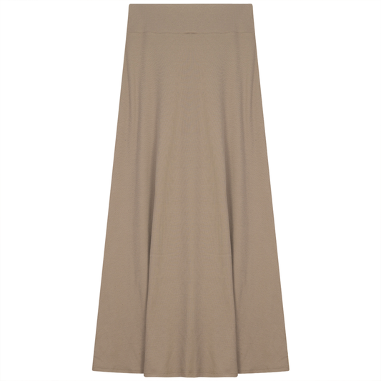 Ladies Cotton Stretch Long Skirt Stone