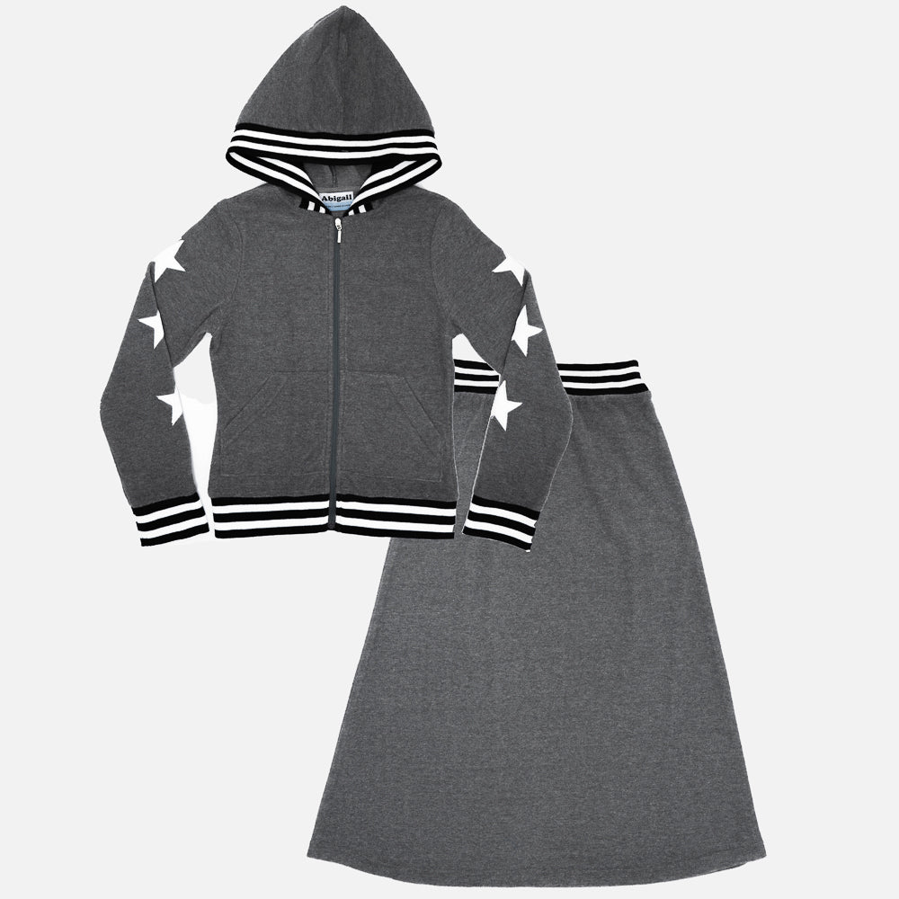 2pc Tery With Stars Medium Grey Mix