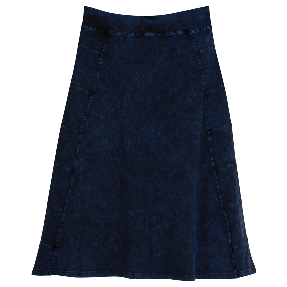 Denim Paneled Skirt Dark Denim Wash