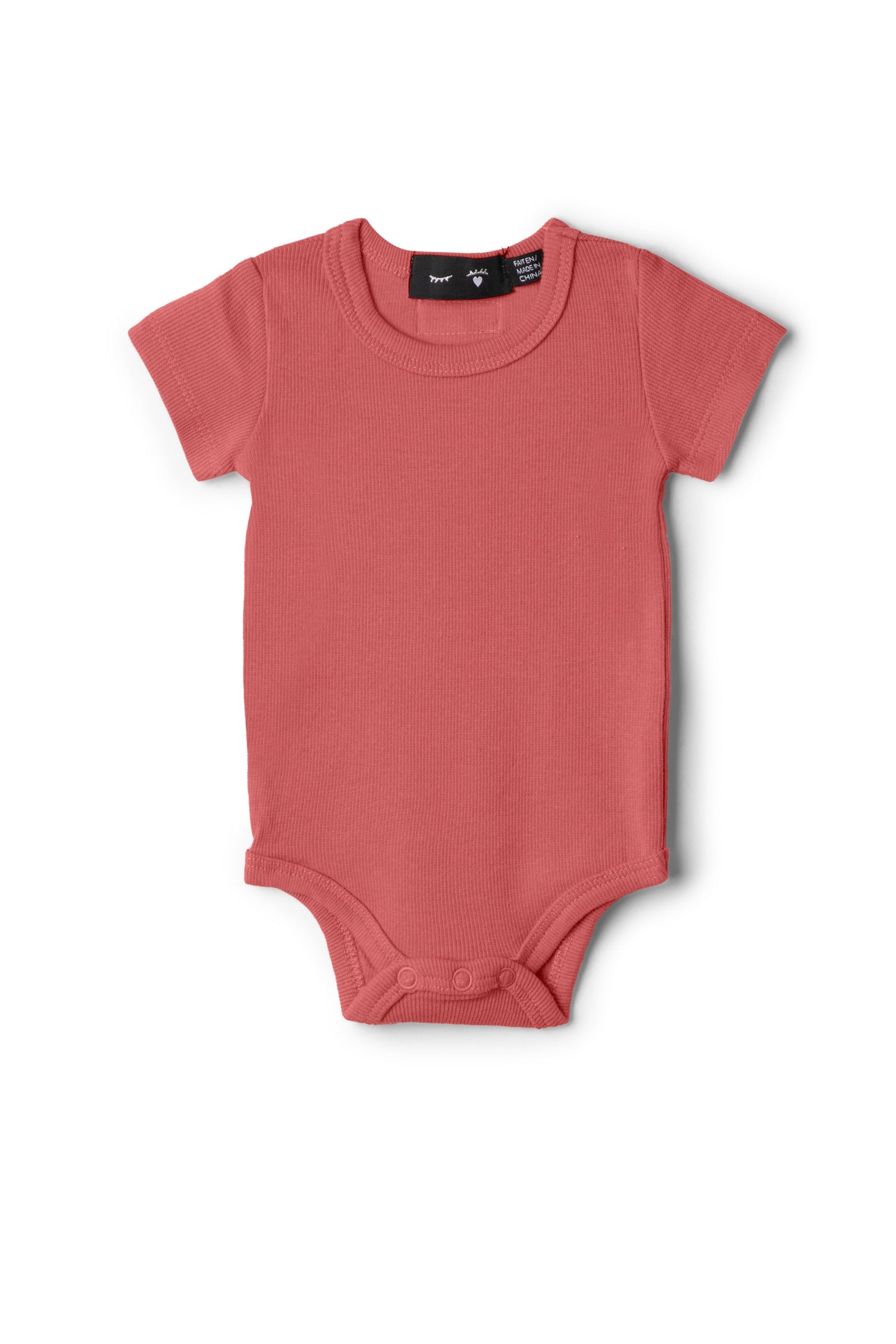 Soft Rib Baby Romper Terracotta