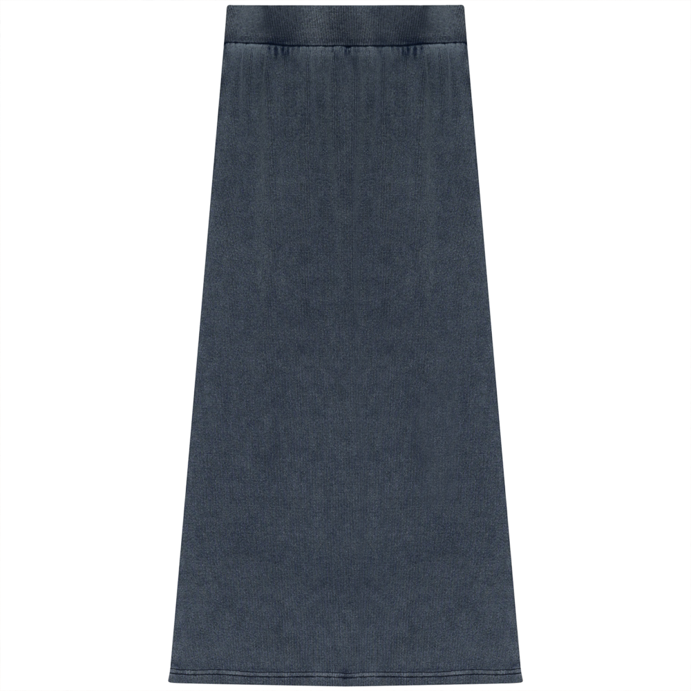 Soft Denim Wash Long Straight Skirt Light Denim Wash