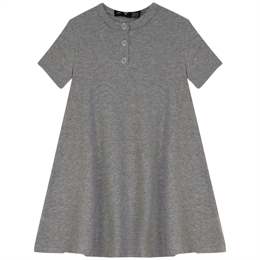 Speckled Rib Girl's Henly Dress Light Grey Mix