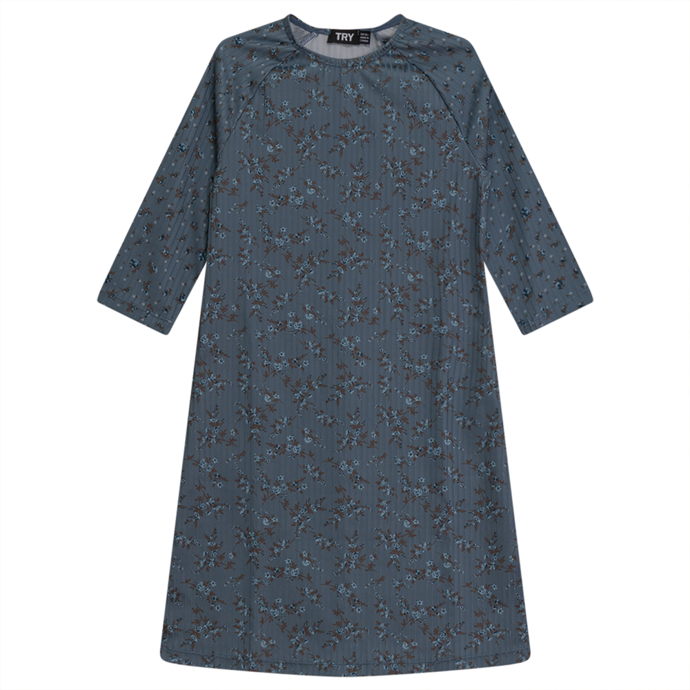 Floral Print Swim Dress Sky Blue