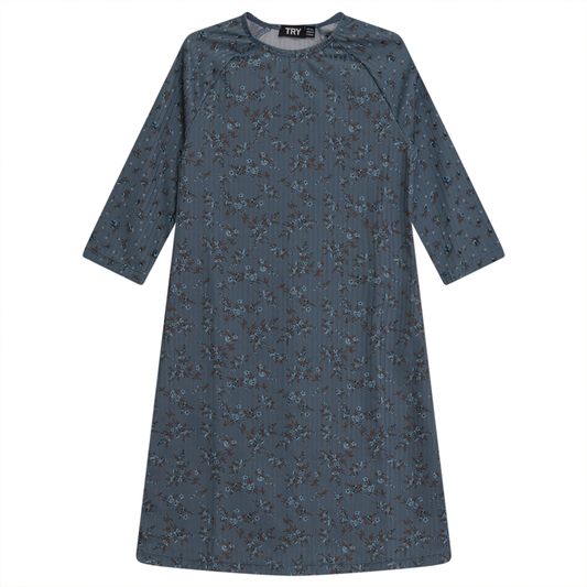 Floral Print Swim Dress Sky Blue