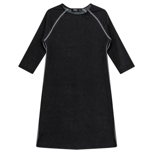 Rib Spandex Swim Dress Grey Wash